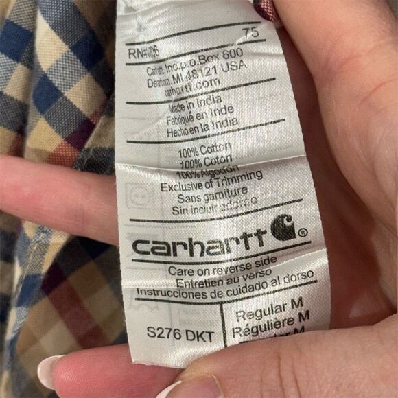 Carhartt Plaid Cotton Button Shirt Mens M Workwear Western Americana Rugged - Picture 7 of 8